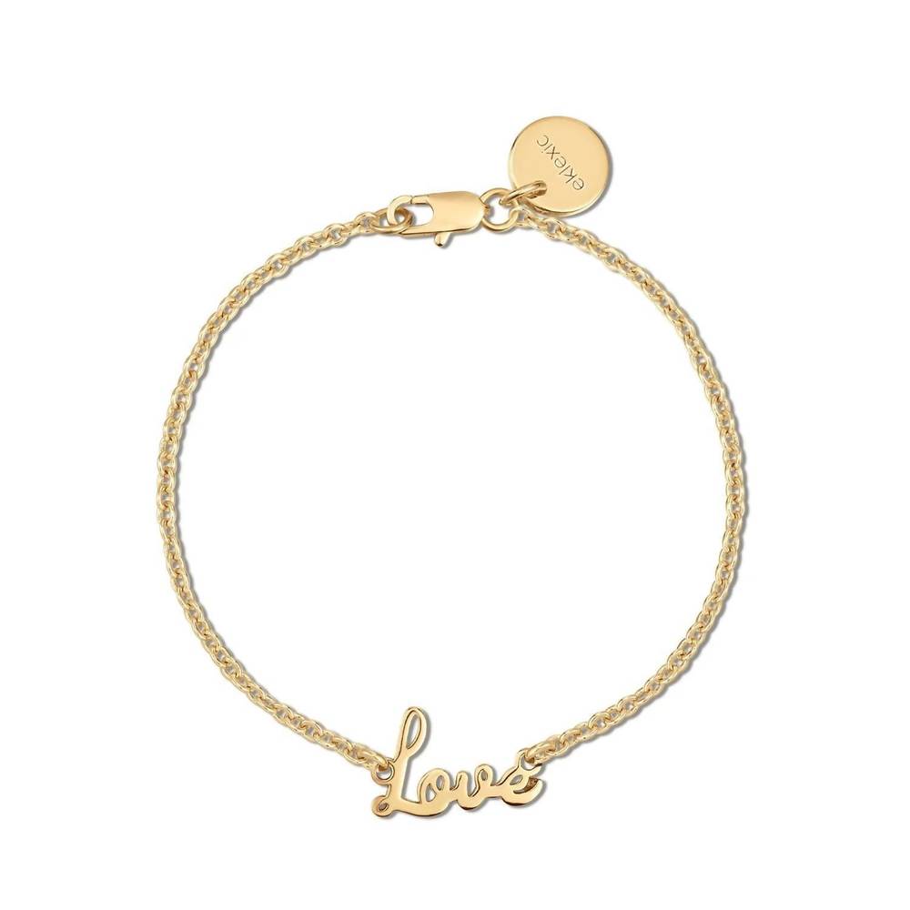 NEW EKLEXIC women's dainty script love bracelet in gold